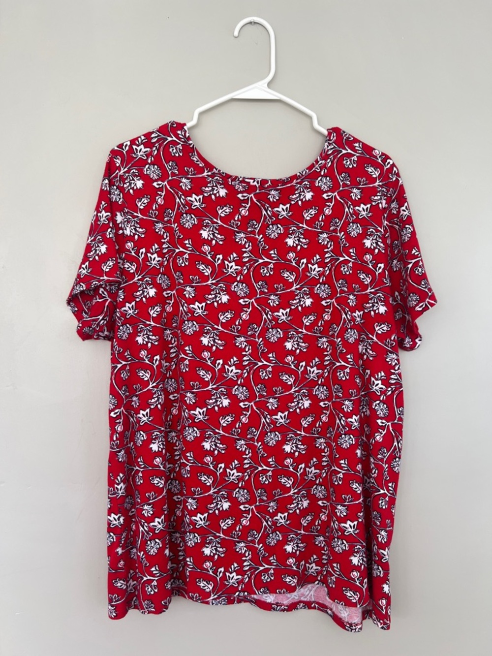 croft & barrow Red Floral Short-Sleeve Jersey Top